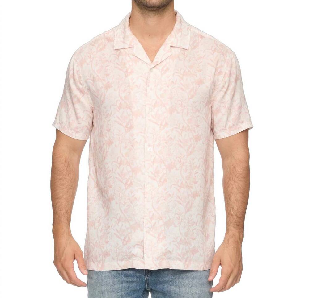 NEW FLAGS & ANTHEM edenton sunbound vintage wash printed shirt in white/pink